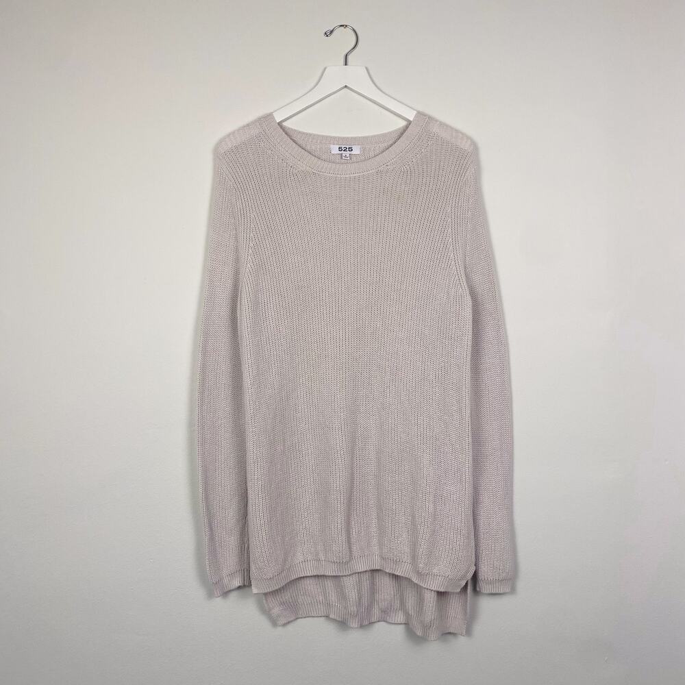 525 100% Cotton Knit Pullover Sweater Light Gray Small